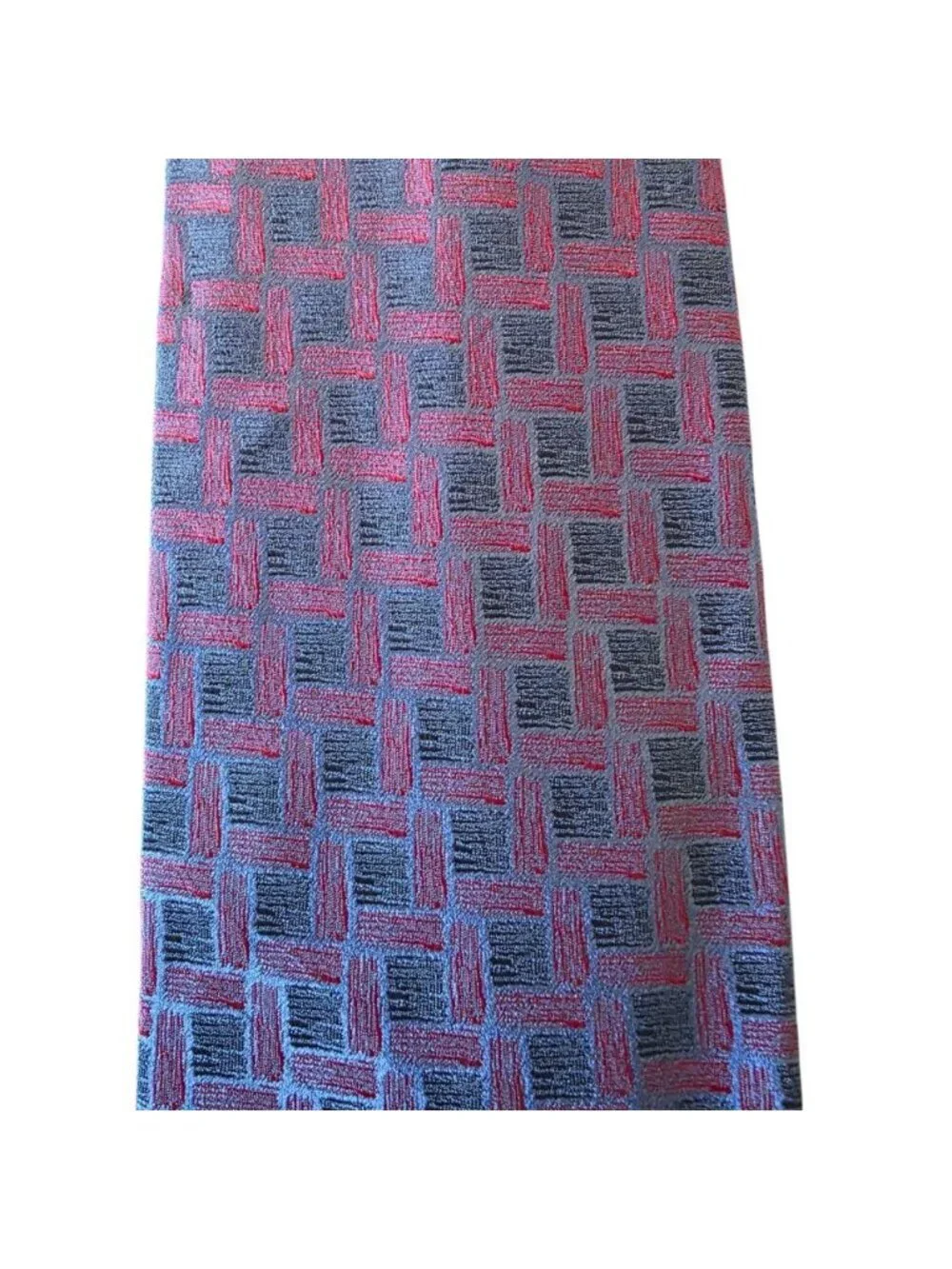 Kenneth Cole New York Silk Tie Blue Red Basketweave Geometric Vintage Corporate